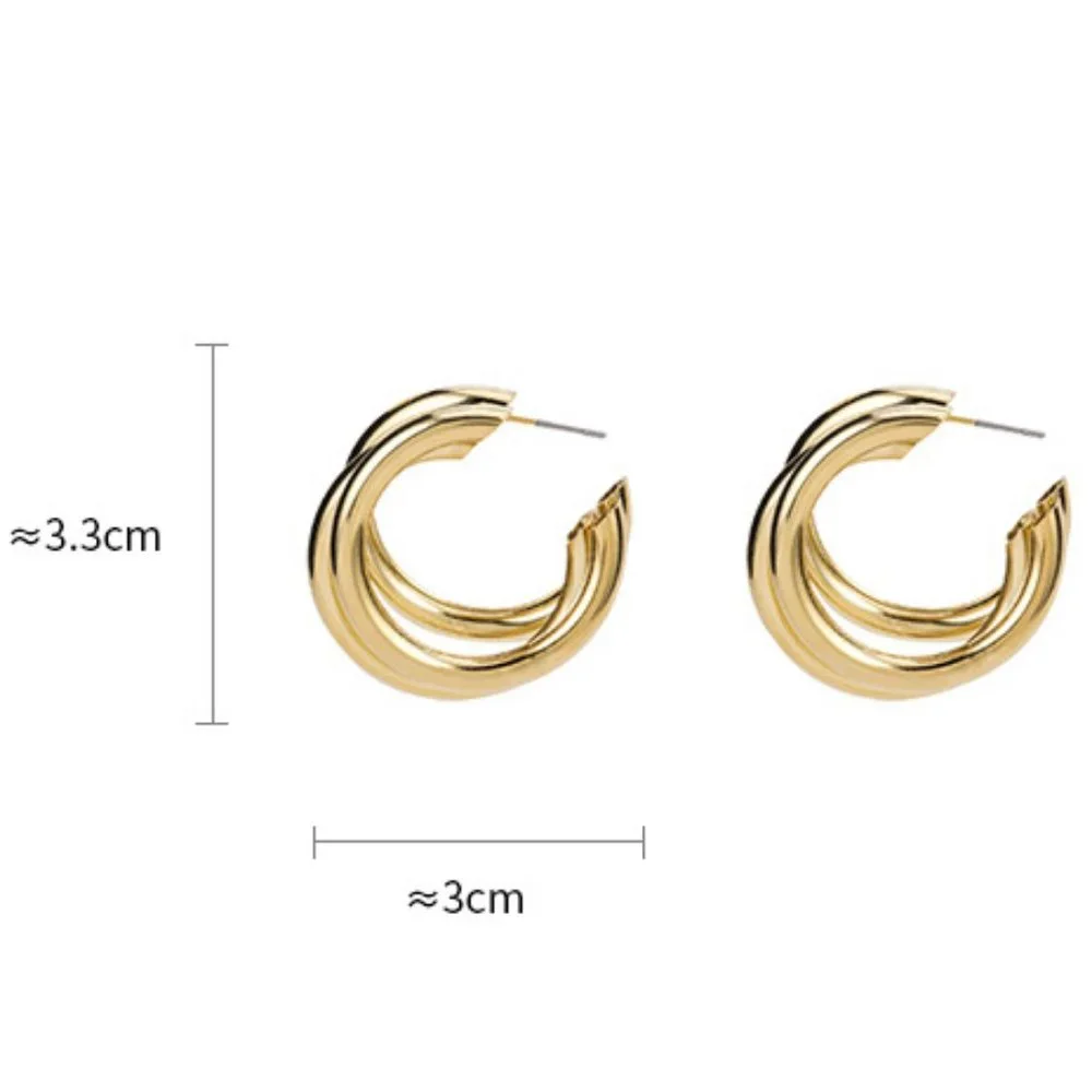 Chic Gold Triple Hoop Earrings - Picture 6 of 6
